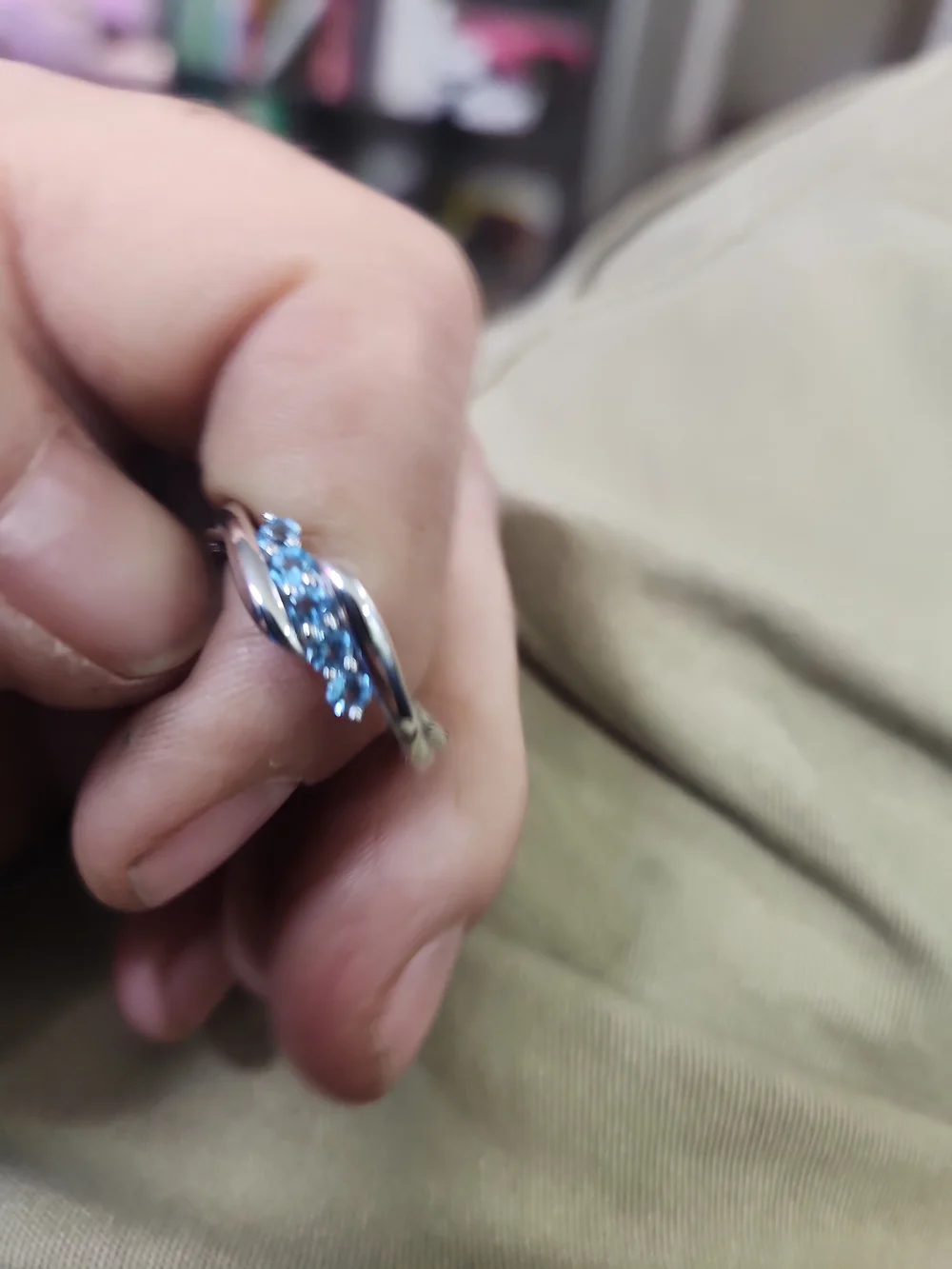 Sterling Silver Blue Topaz Marquise Ring